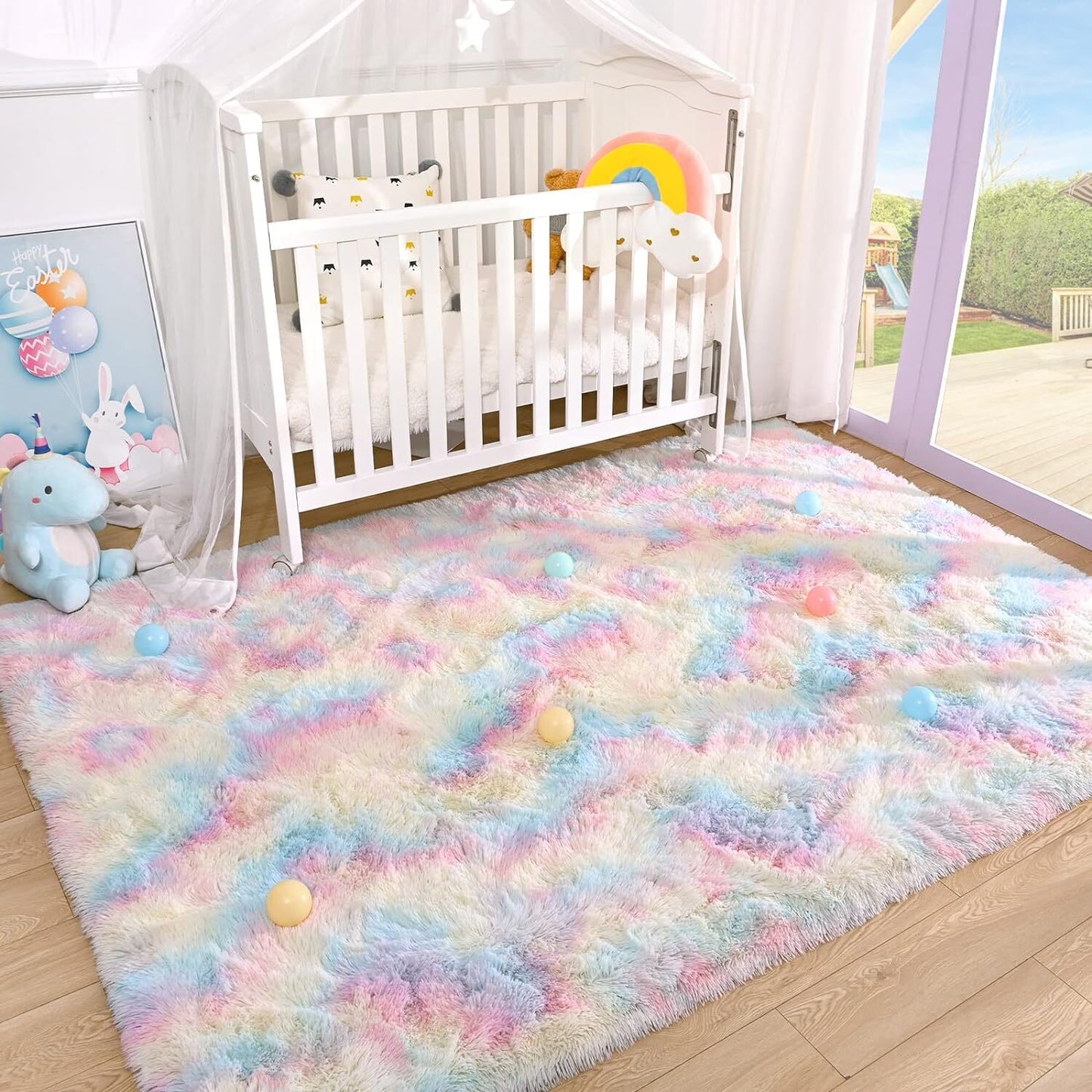 Rainbow Dream Bedroom/Living Room Comfortable Shag Rug (200 x 140)