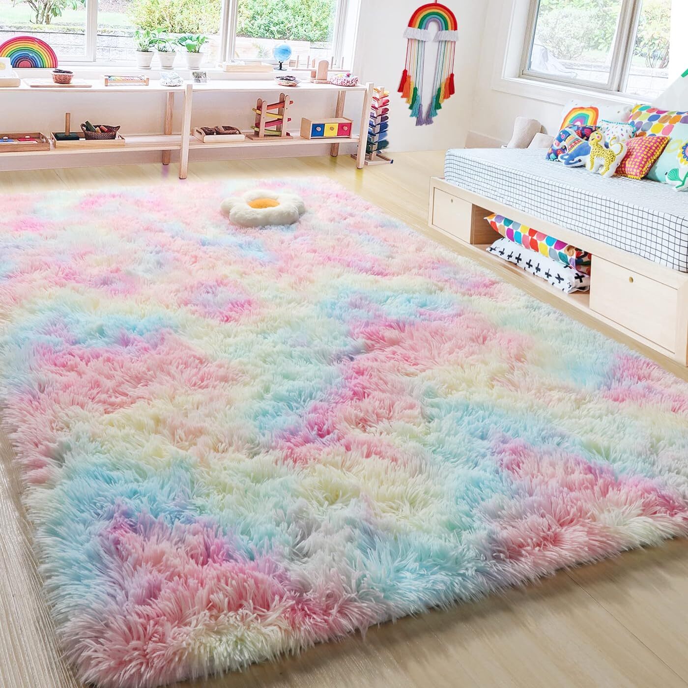 Rainbow Dream Bedroom/Living Room Comfortable Shag Rug (200 x 140)