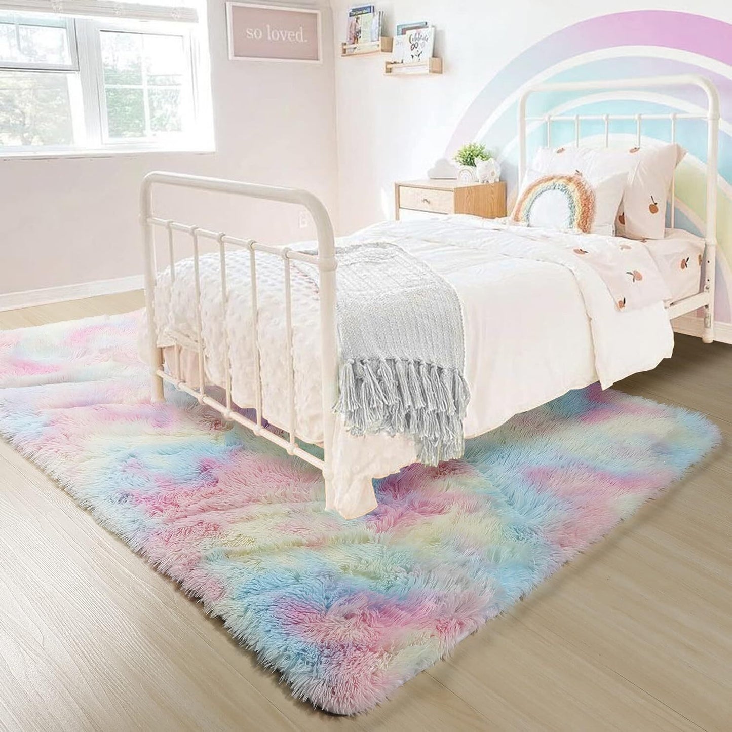 Rainbow Dream Bedroom/Living Room Comfortable Shag Rug (200 x 140)