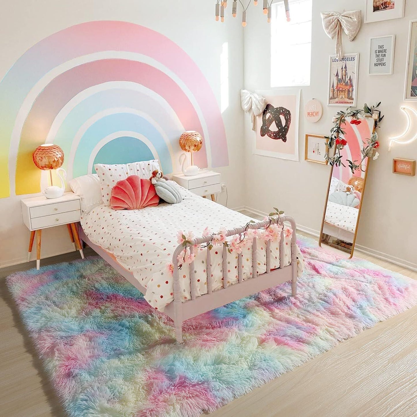 Rainbow Dream Bedroom/Living Room Comfortable Shag Rug (200 x 140)