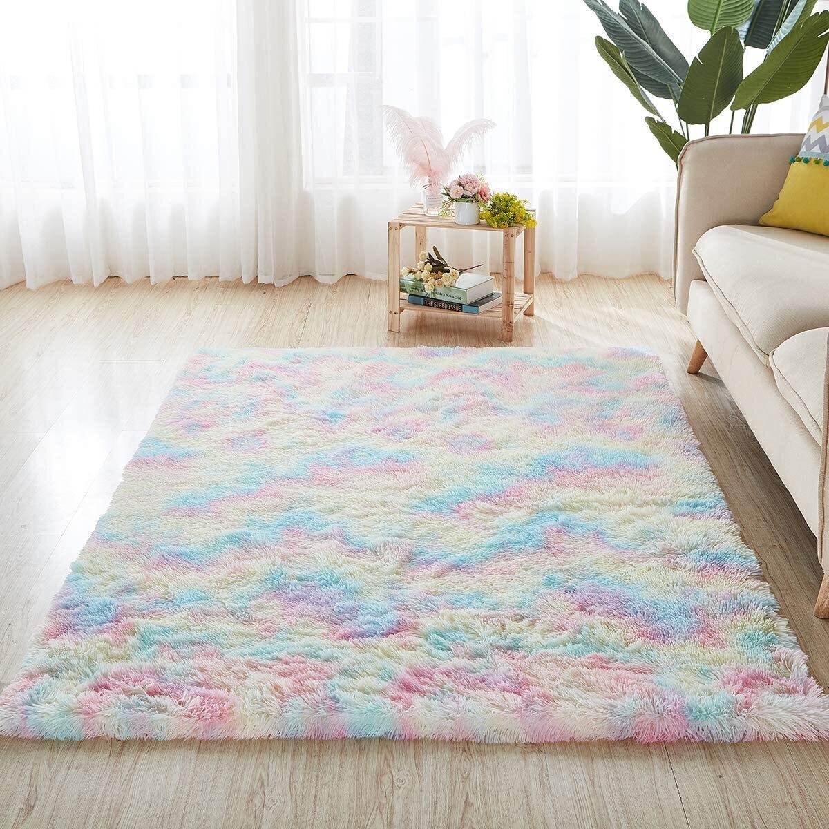 Rainbow Dream Bedroom/Living Room Comfortable Shag Rug (200 x 140)