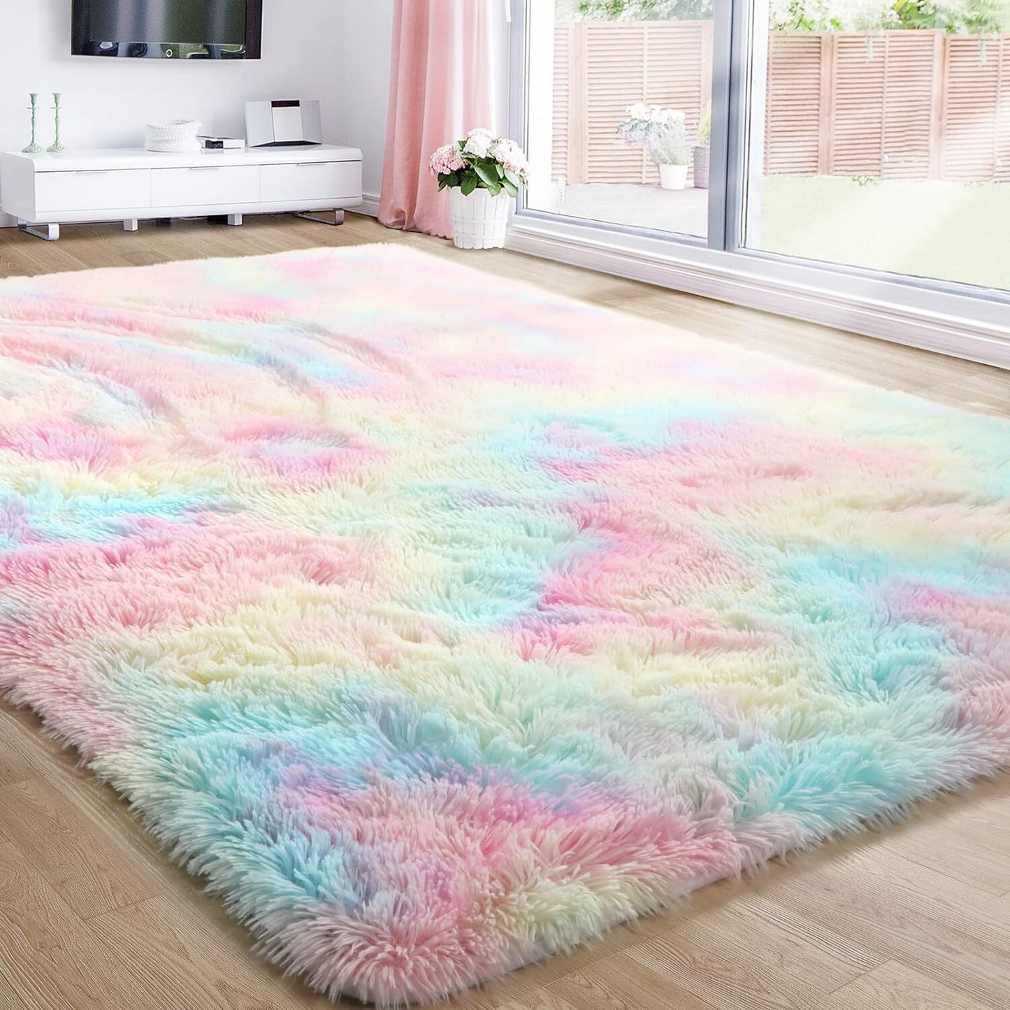 Rainbow Dream Bedroom/Living Room Comfortable Shag Rug (200 x 140)