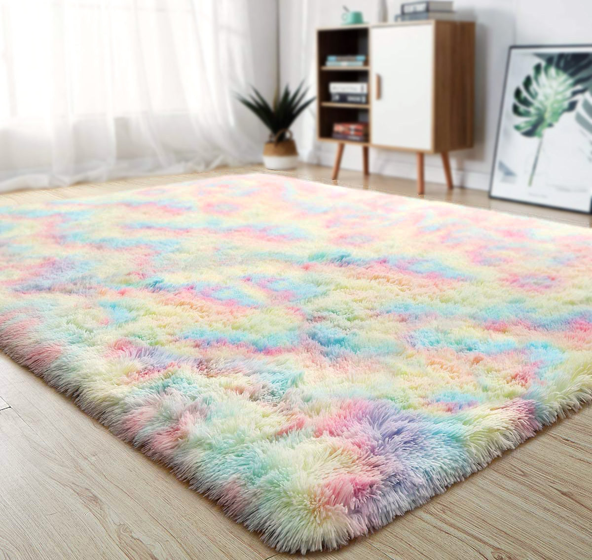 4m Extra Large Soft Rainbow Dream Comfortable Shag Rug (400 x 200)