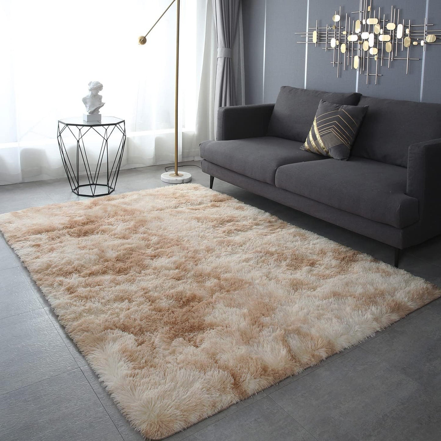 Large Comfortable Soft Shag Rug (230 x 160, Tan)