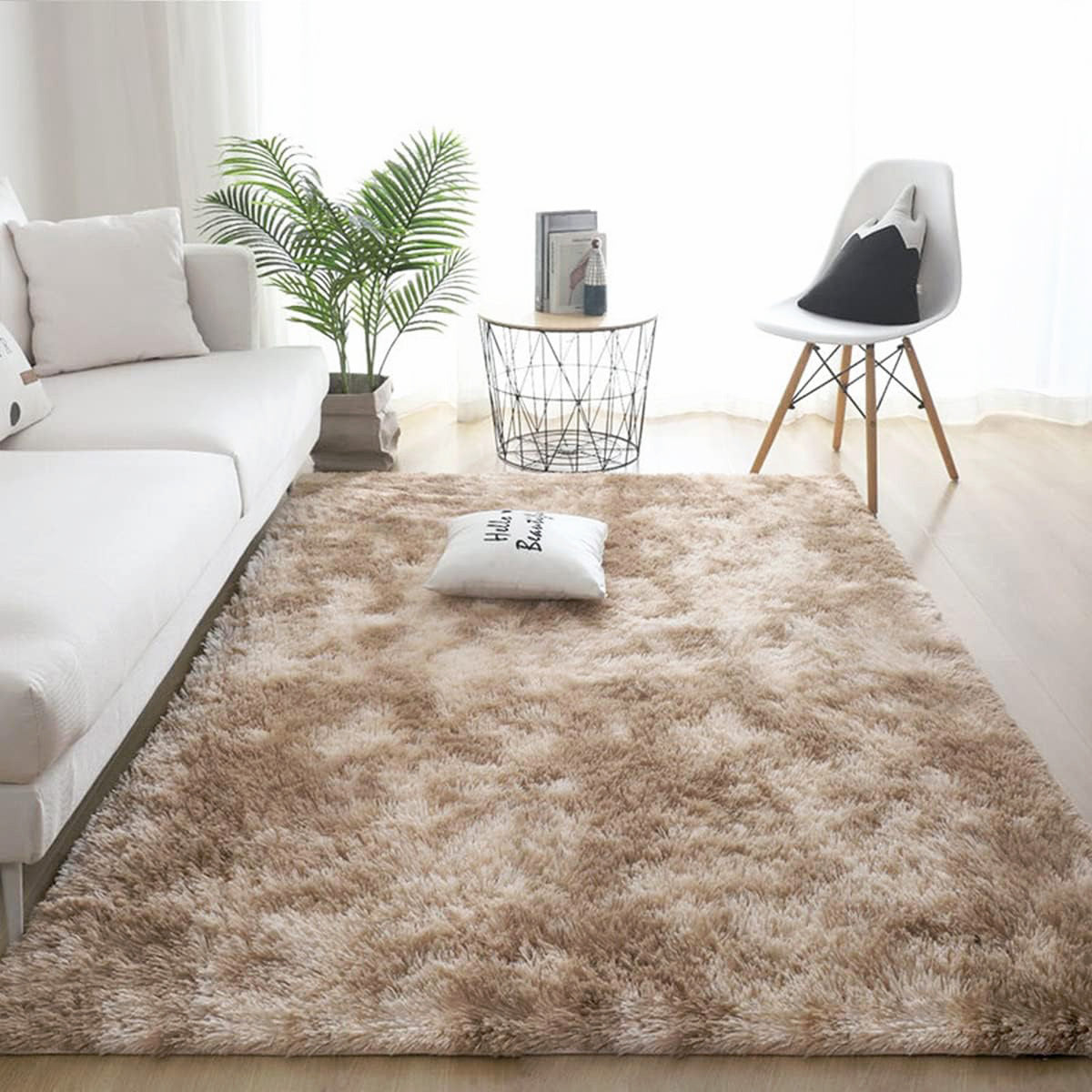 Large Comfortable Soft Shag Rug (230 x 160, Tan)