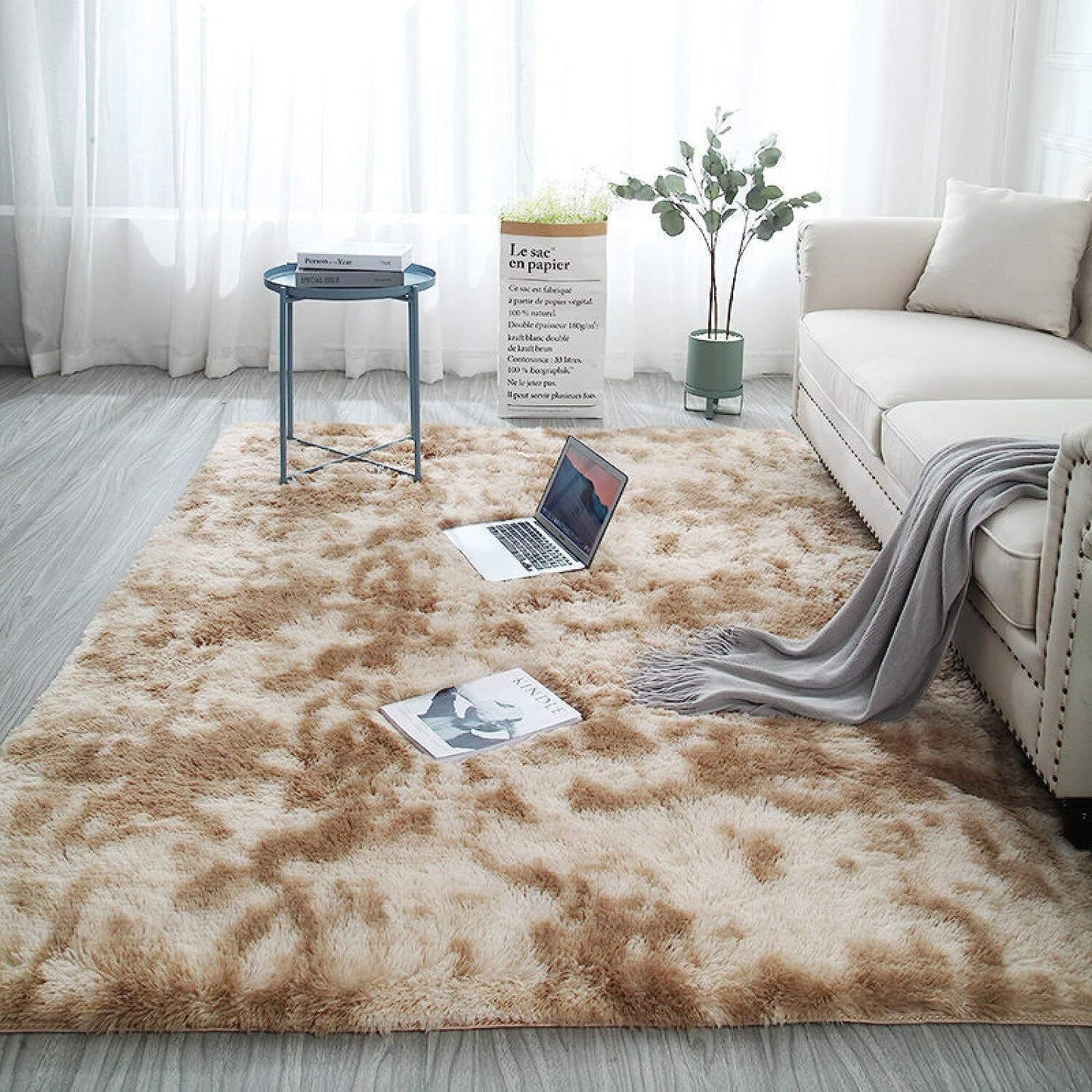 Large Comfortable Soft Shag Rug (230 x 160, Tan)