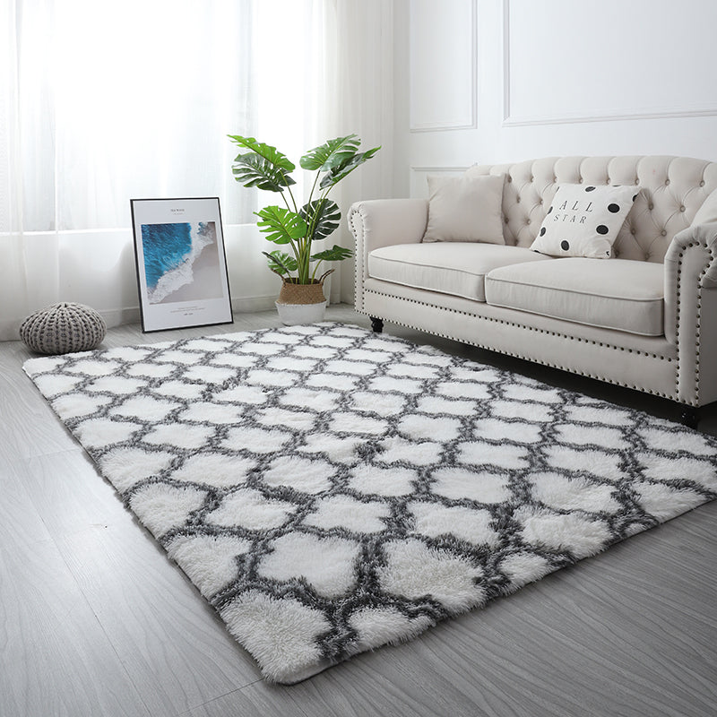 XL Soft Comfortable Shag Rug (300 x 200, White Lattice)