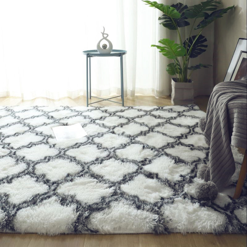 XL Soft Comfortable Shag Rug (300 x 200, White Lattice)