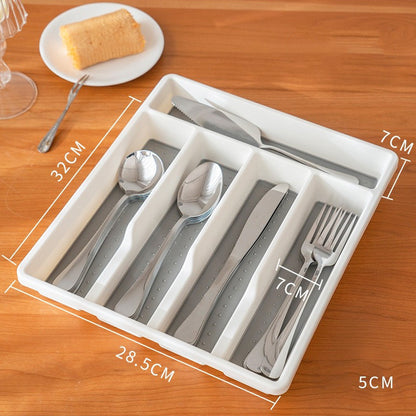 5-Compartment Cutlery Utensils Holder Storage Box Silverware Tray Drawer Organizer