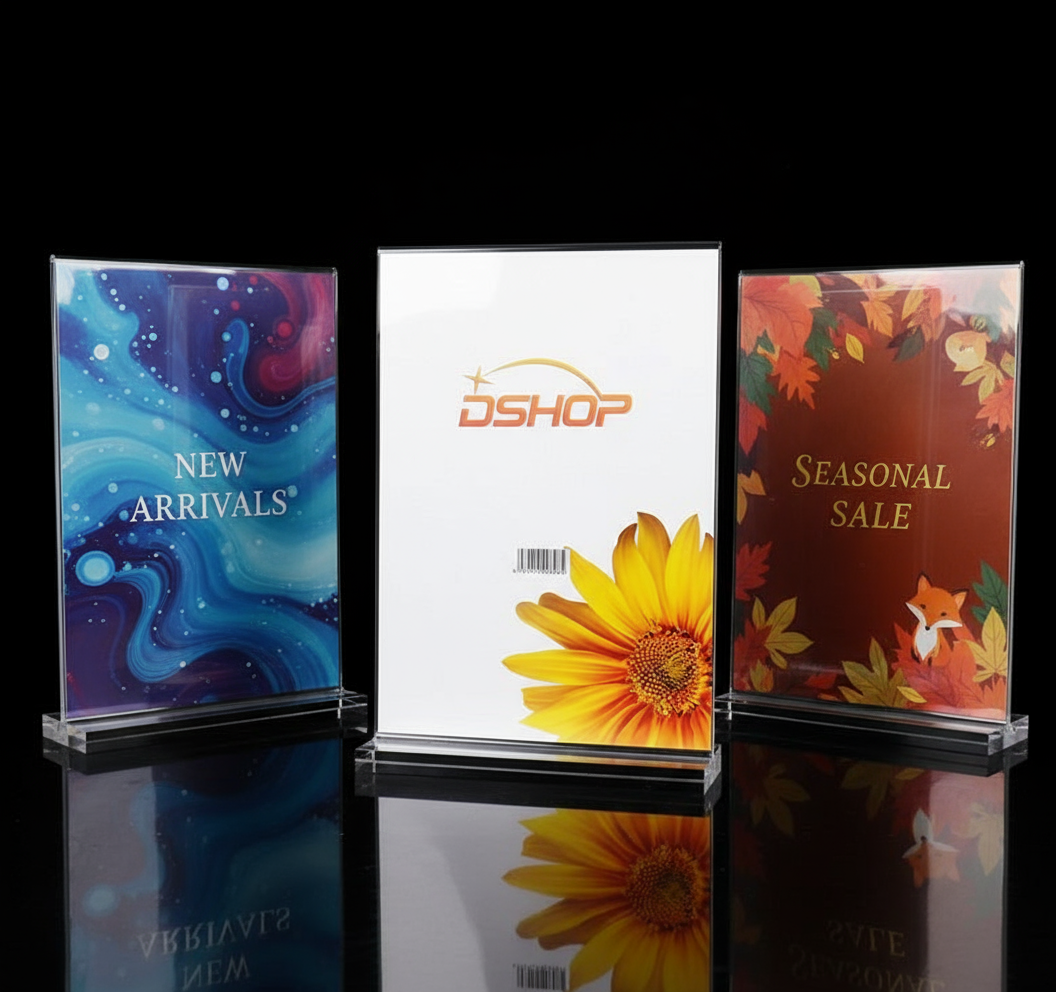 3-Pack A4 Clear Acrylic Vertical Display Sign Holders