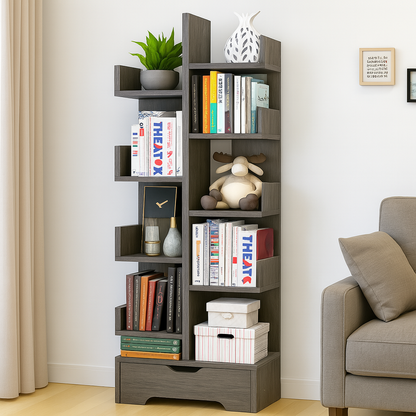 8-Tier 11-Shelf Display Storage Utility Book Shelf Bookcase Shelving (Driftwood Grey)