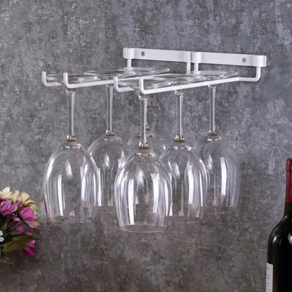 2 x Wine Glass Hanger Rack Kitchen Bar Stemware Metal Storage Organiser (White)
