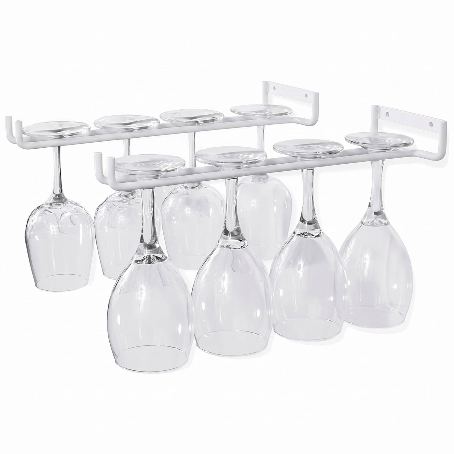 2 x Wine Glass Hanger Rack Kitchen Bar Stemware Metal Storage Organiser (White)