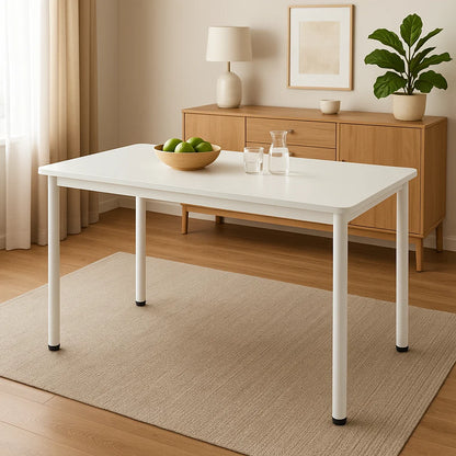 Heritage Industrial White Wood & Metal Dining Table 120cm
