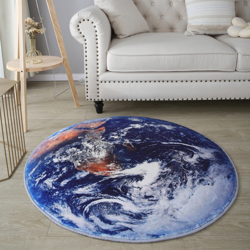 Lush Plush Infinity Earth Planet World Round Rug