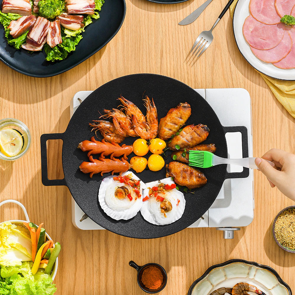 Large Non-stick BBQ Grill Frying Griddle Fry Pan Multifunction Cast Iron Cookware 32cm