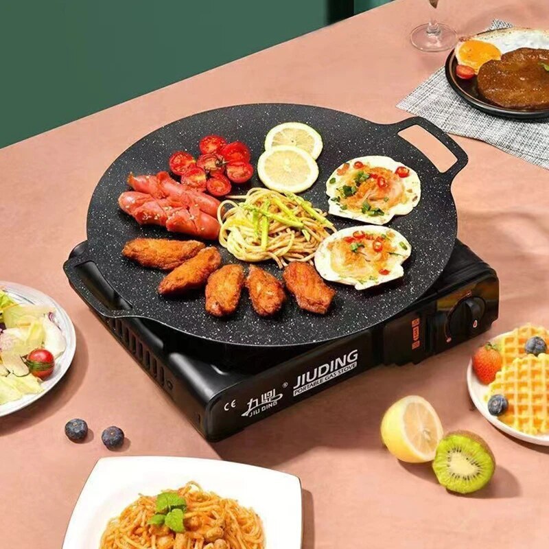 Large Non-stick BBQ Grill Frying Griddle Fry Pan Multifunction Cast Iron Cookware 32cm