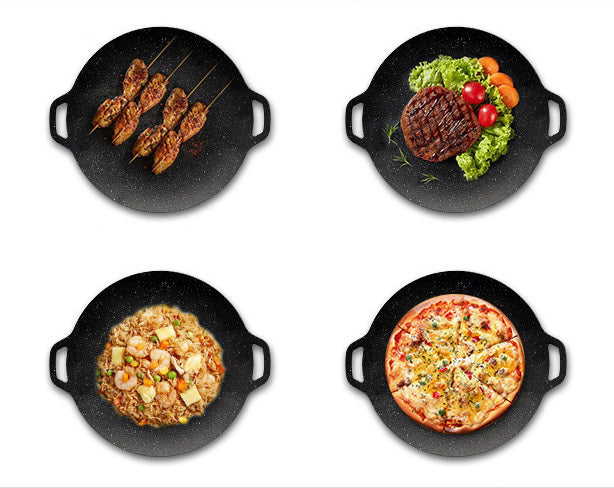 Large Non-stick BBQ Grill Frying Griddle Fry Pan Multifunction Cast Iron Cookware 32cm