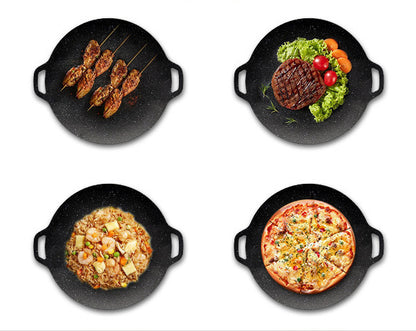 Large Non-stick BBQ Grill Frying Griddle Fry Pan Multifunction Cast Iron Cookware 32cm