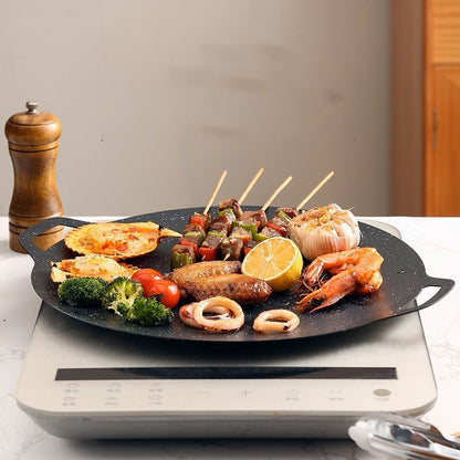 Large Non-stick BBQ Grill Frying Griddle Fry Pan Multifunction Cast Iron Cookware 32cm