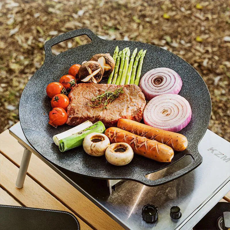 Large Non-stick BBQ Grill Frying Griddle Fry Pan Multifunction Cast Iron Cookware 32cm