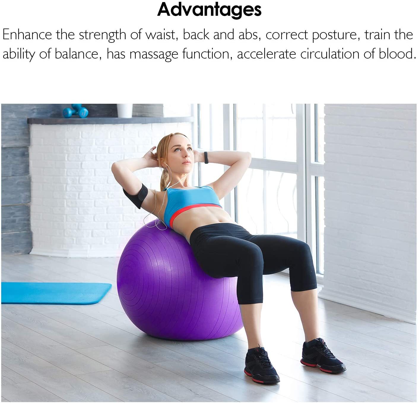 Professional Yoga Exercise Gym Ball (45cm, Purple)