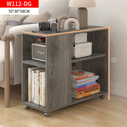 Versatile Sofa Side Table & Magazine Shelf with Casters (Driftwood Grey)