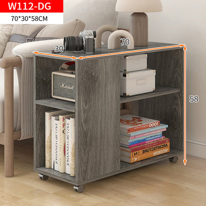 Versatile Sofa Side Table & Magazine Shelf with Casters (Driftwood)