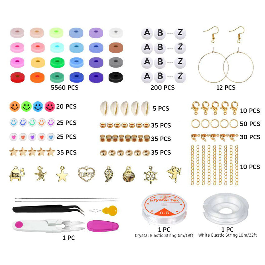 6000 x Multicolour DIY Clay Beads Set Jewellery Making Craft Kit Supplies Charms Bracelets Necklaces