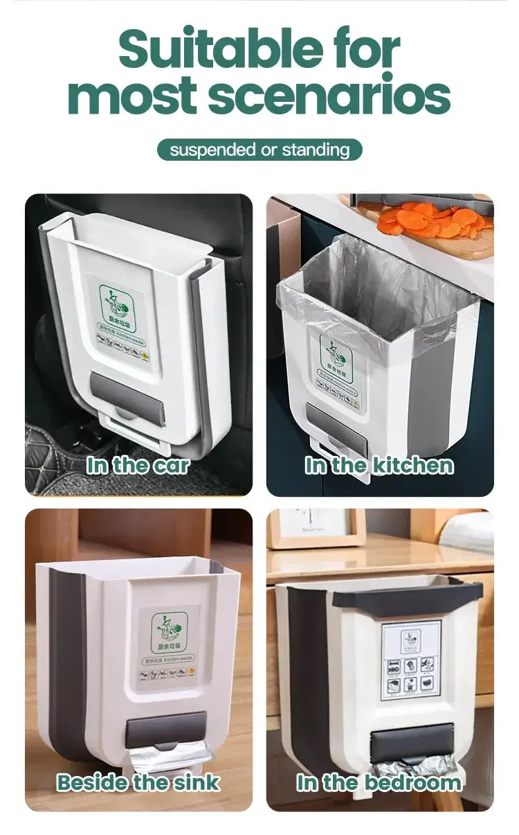 10L Hanging Foldable Kitchen Garbage Rubbish Bin Waste Organiser