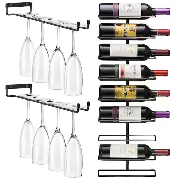 2 x Wine Glass Hanger Rack Under Cabinet Kitchen Bar Stemware Metal Storage Organiser