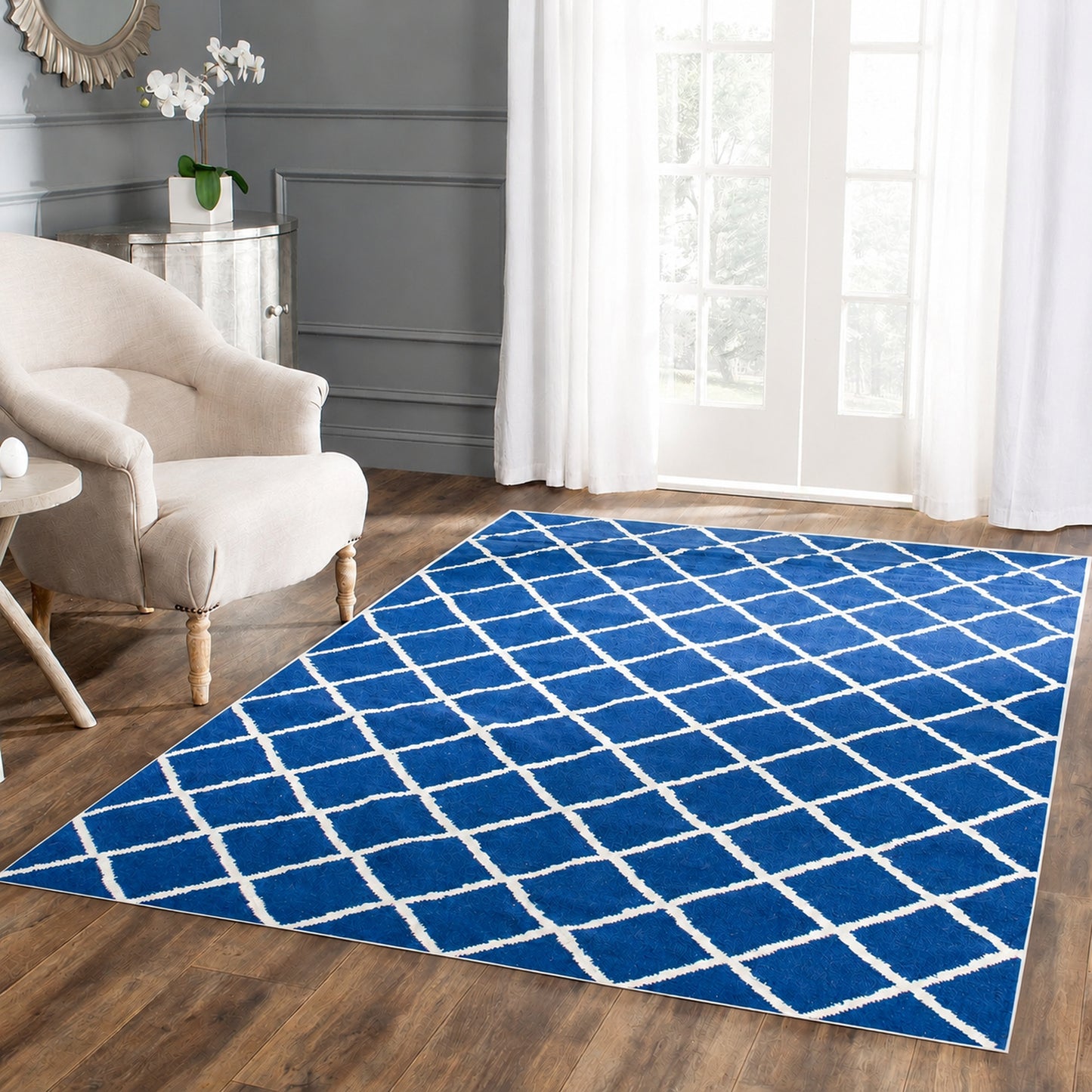 XL Extra Large Blue Diamond Rug Carpet Mat (300 x 200)