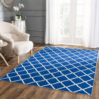 Large Blue Diamond Rug Carpet Mat (230 x 160)