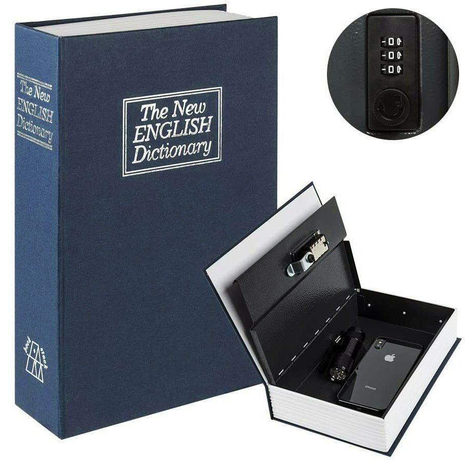 Dictionary Book Safe Security Box with Combination Lock (Navy)