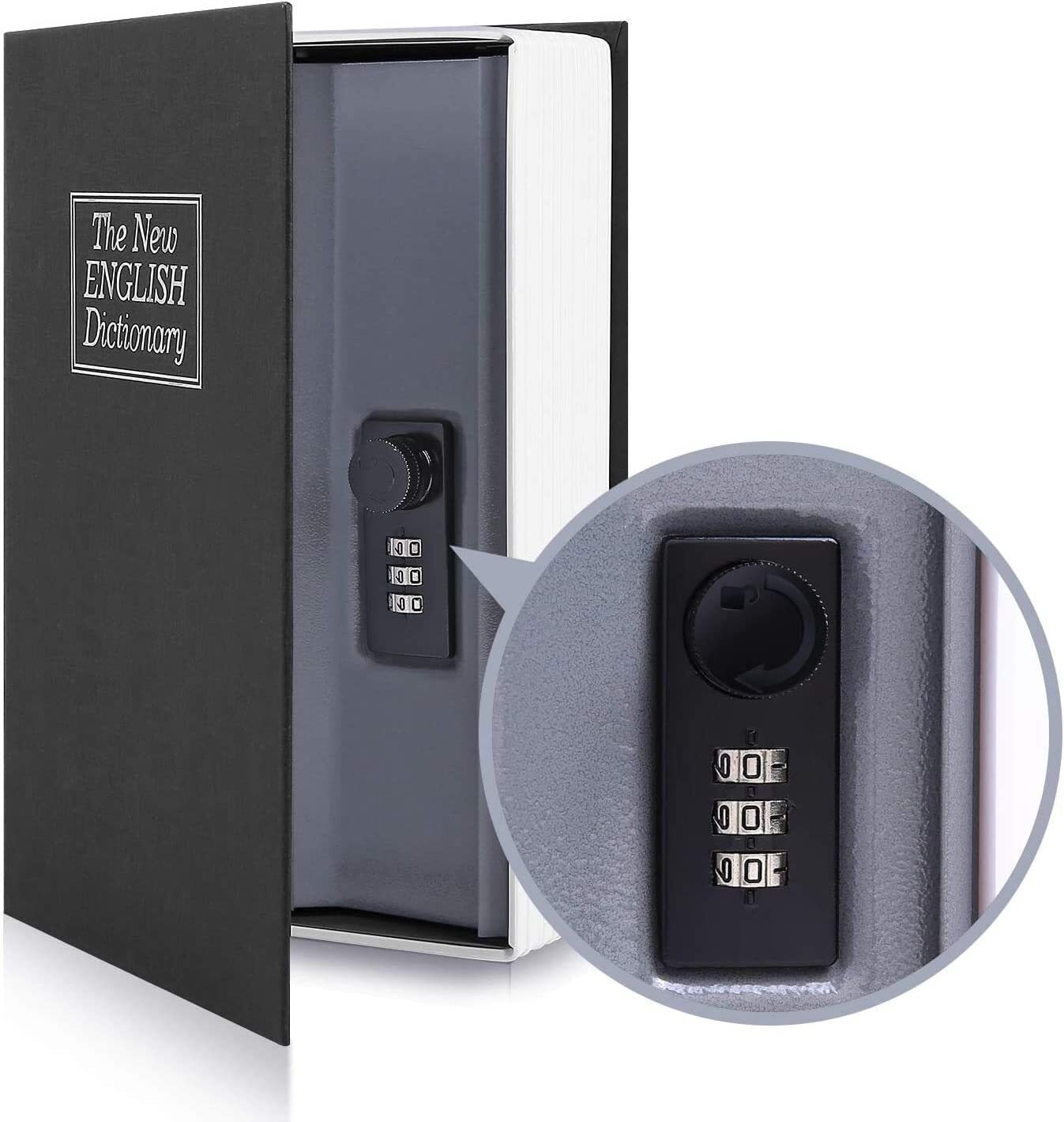 Dictionary Book Safe Security Box with Combination Lock (Black)