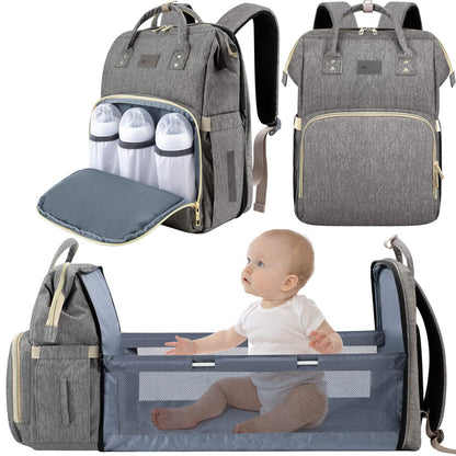 2-in-1 Nappy Bag with Baby Change Bed (Black)