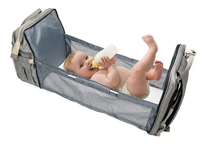 2-in-1 Nappy Bag with Baby Change Bed (Black)