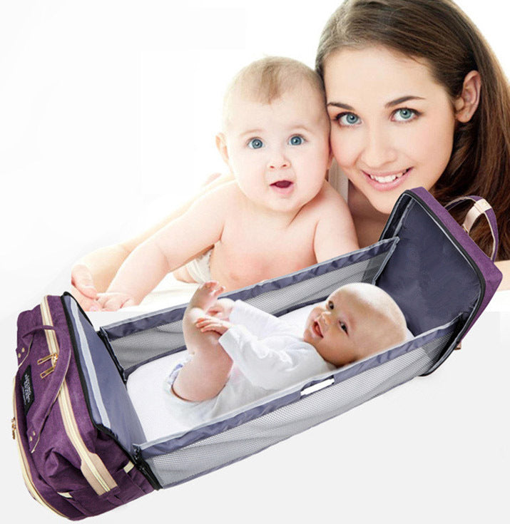 2-in-1 Nappy Bag with Baby Change Bed (Black)