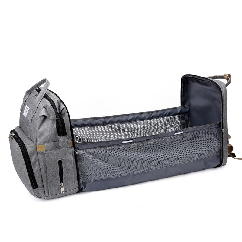 2-in-1 Nappy Bag with Baby Change Bed (Grey)