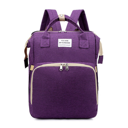 2-in-1 Nappy Bag with Baby Change Bed (Purple)