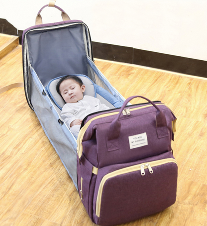 2-in-1 Nappy Bag with Baby Change Bed (Purple)