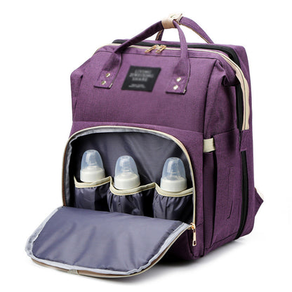 2-in-1 Nappy Bag with Baby Change Bed (Purple)