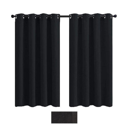 2 X Blackout 3 Layers Eyelet Curtain Drapes - Black