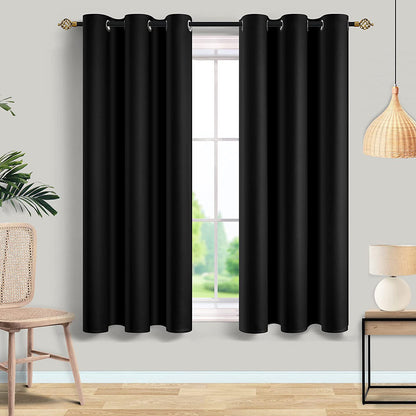 2 X Blackout 3 Layers Eyelet Curtain Drapes - Black