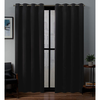 2 X Blackout 3 Layers Eyelet Curtain Drapes- Black