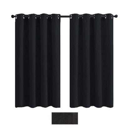 2 X Blackout 3 Layers Eyelet Curtain Drapes- Black