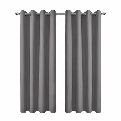 2 X Blackout 3 Layers Eyelet Curtain Drapes - Grey