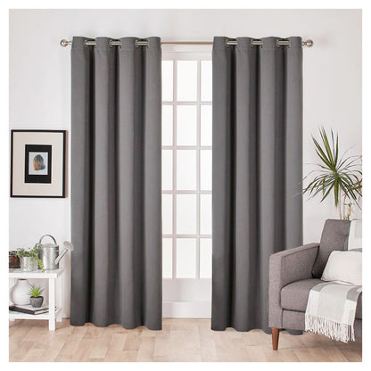 2 X Blackout 3 Layers Eyelet Curtain Drapes - Grey