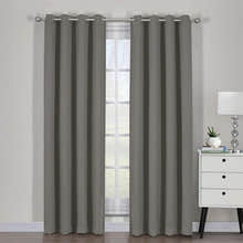 2 X Blackout 3 Layers Eyelet Curtain Drapes - Grey
