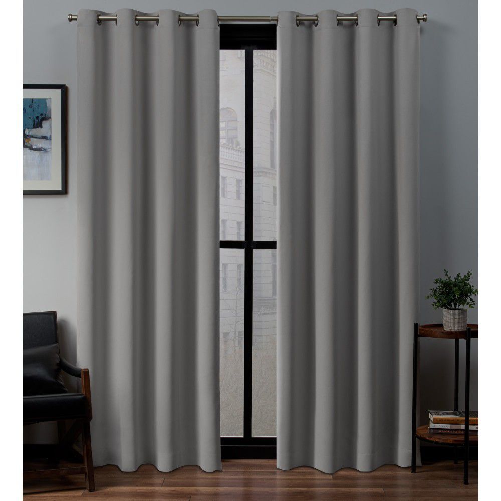 2 X Blackout 3 Layers Eyelet Curtain Drapes - Grey